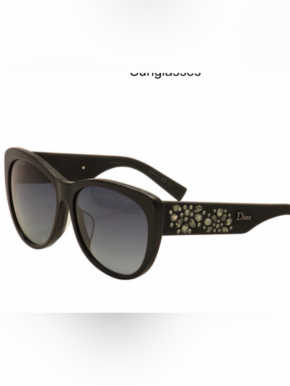 Dior Black Sunglasses with Crystal Floral Accents
